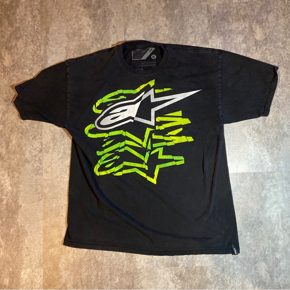 VTG Y2K Alpinestars T-shirt Mens Size XL Baggy Motocross Racing Tee Logo Black